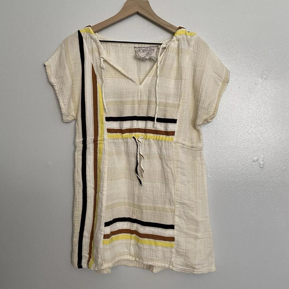 Ace And Jig Swim Cover Up Size Medium Cotton Gauze Boho Dress Drawstring Striped